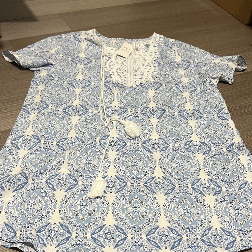Blue and White Patterned dress